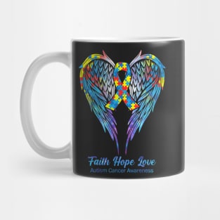 Multicolor Muzzle Pieces Wings Faith Hope Love Autism Cancer Mug